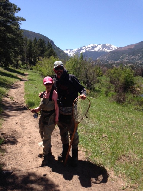 Kids fishing in the rocky mountain national park